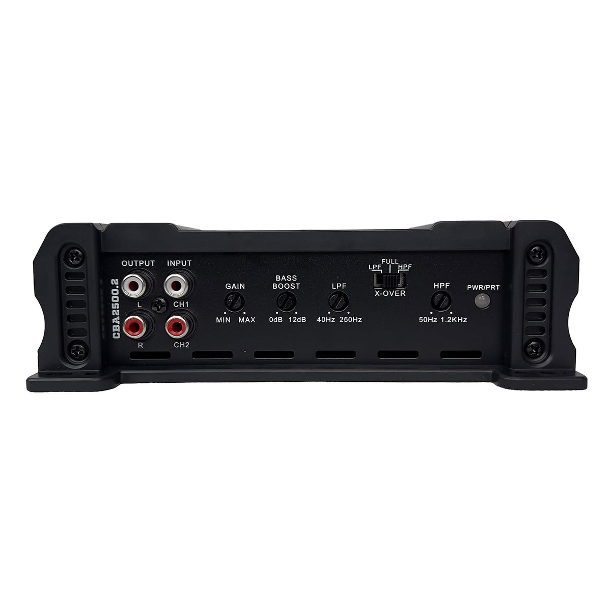Orion Cobalt CBA2500.2 face with bass boost and crossover controls.