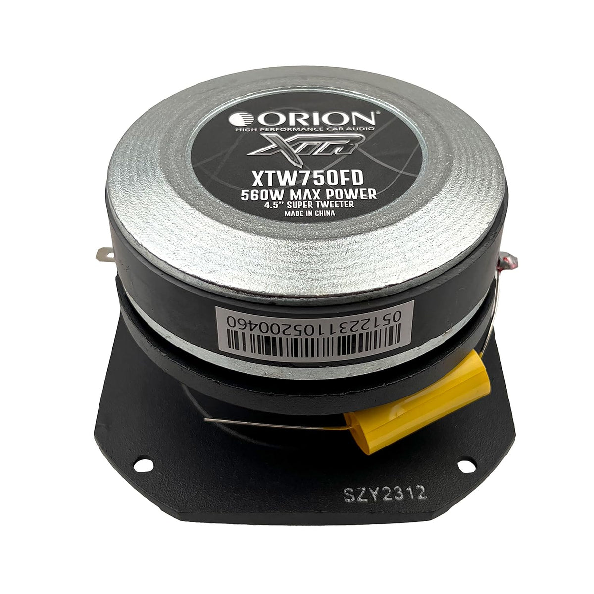 ORION tweeter next to tape measure showing compact size and fit