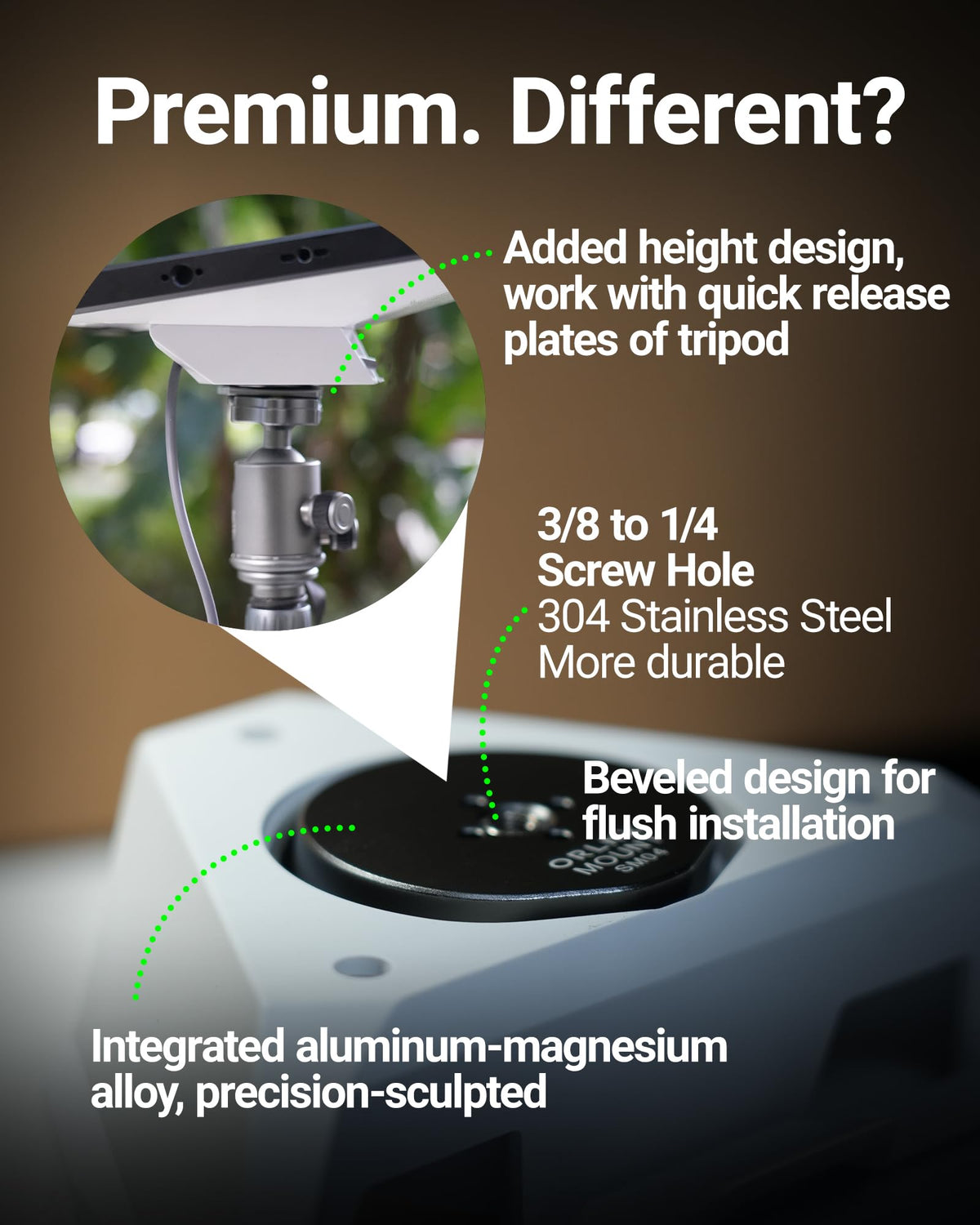 ORLN'K Quick-release plate compatibility enables fast, secure mounting.
