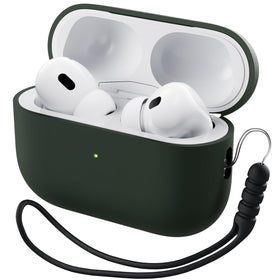 ORNARTO Mystic Green AirPods Pro 2 case with front LED visible for quick status checks.