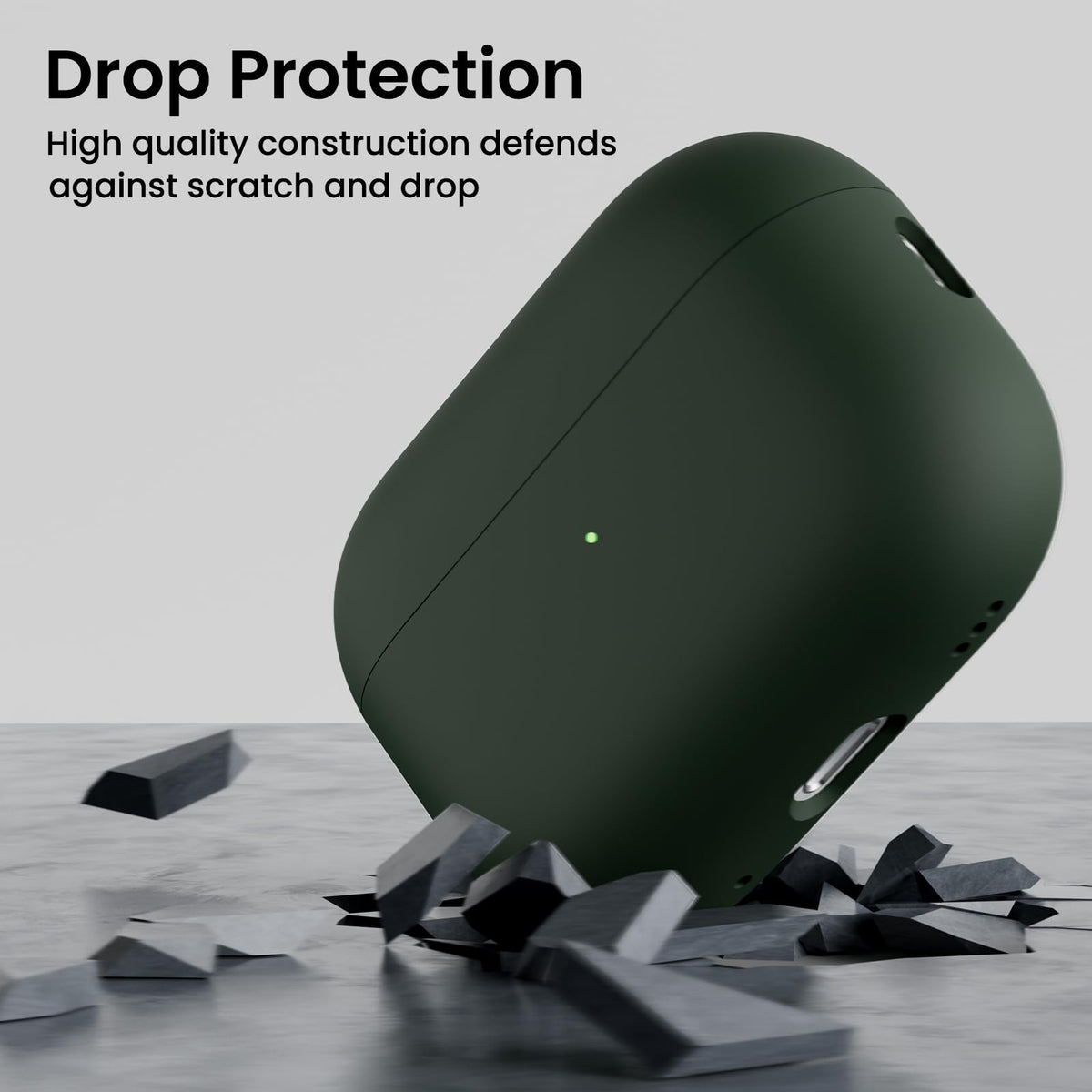 ORNARTO Mystic Green AirPods Pro 2 case with detachable lanyard for portable use.