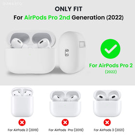 ORNARTO AirPods Pro 2 case top view in soft touch white for comfortable grip.