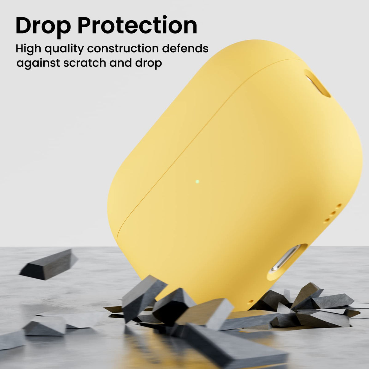 ORNARTO AirPods Pro 2 case yellow protection against dust and scratches.