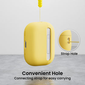 ORNARTO AirPods Pro 2 case yellow side view, snug fit for secure protection.