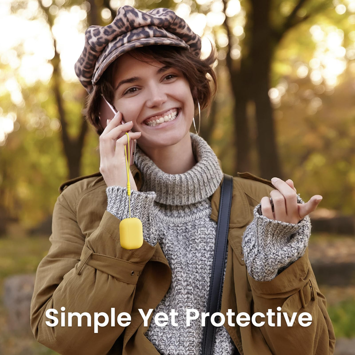 ORNARTO AirPods Pro 2 case yellow soft-touch coating, comfortable grip.