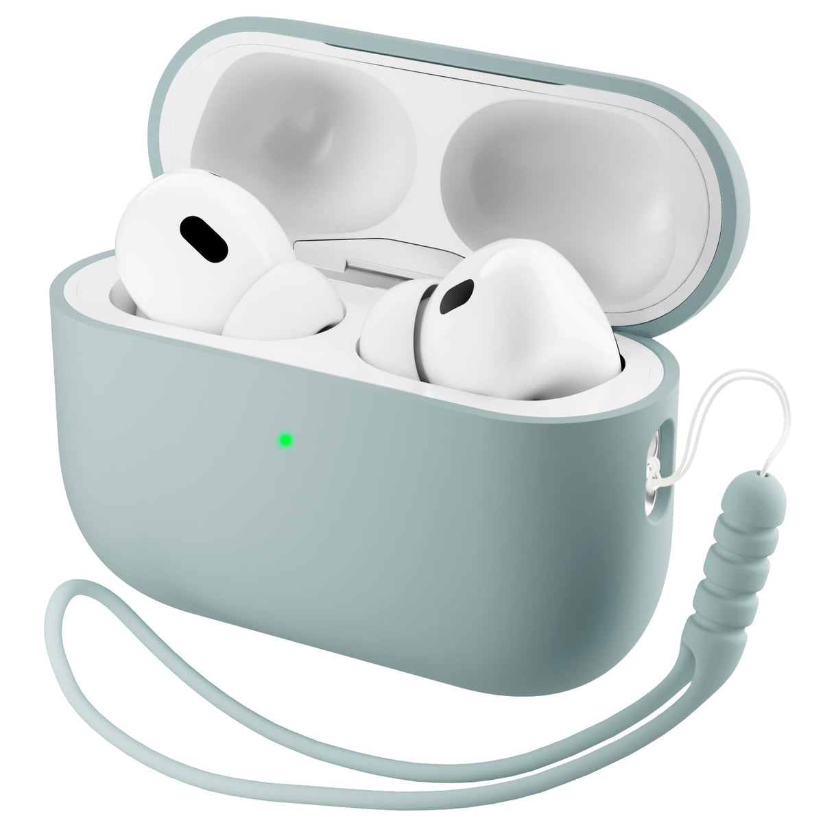 ORNARTO AirPods Pro 3 case mint green with front LED visible for quick charging access