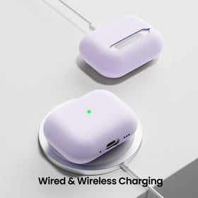 ORNARTO AirPods Pro 3 case pastel lilac charging compatibility for wireless and wired charging.