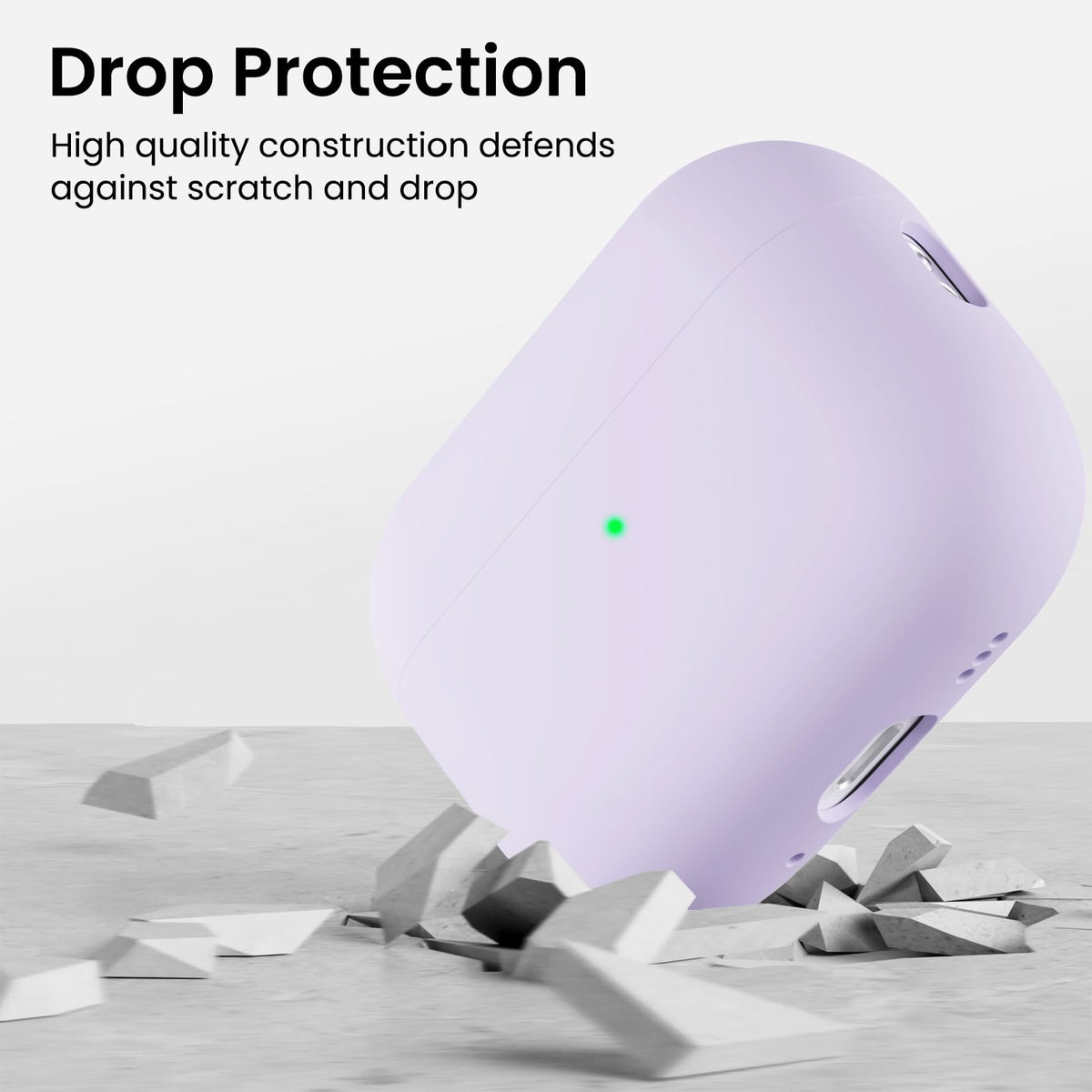 ORNARTO AirPods Pro 3 case pastel lilac front LED visibility for easy locating.