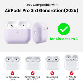 ORNARTO AirPods Pro 3 case pastel lilac side view offers portable protection on the go.