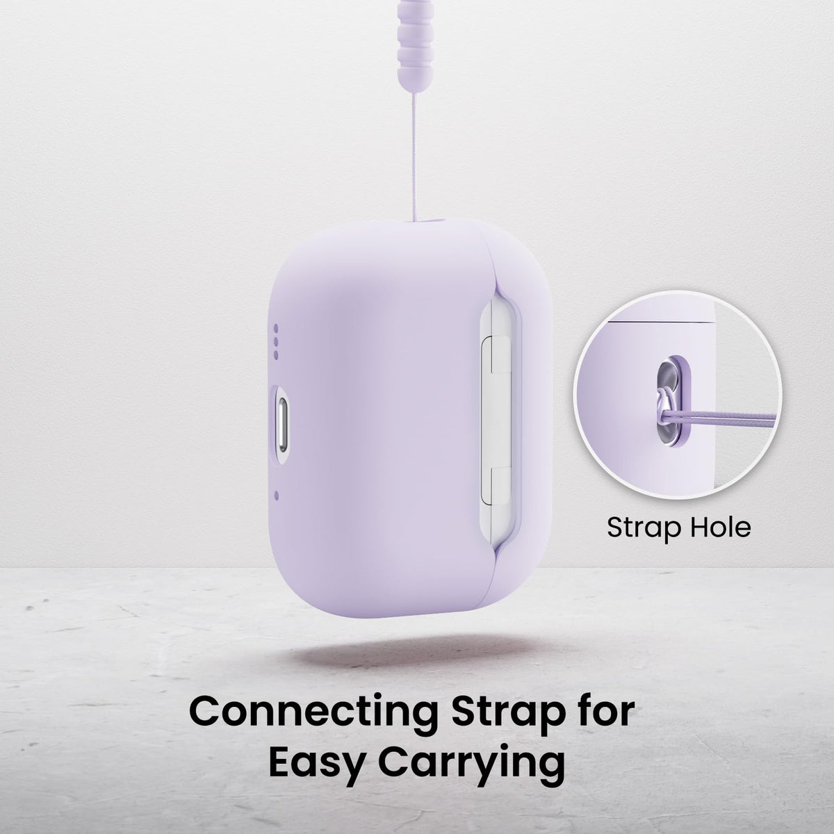 ORNARTO AirPods Pro 3 case pastel lilac top view shows slim profile and secure fit.