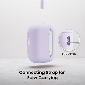ORNARTO AirPods Pro 3 case pastel lilac top view shows slim profile and secure fit.
