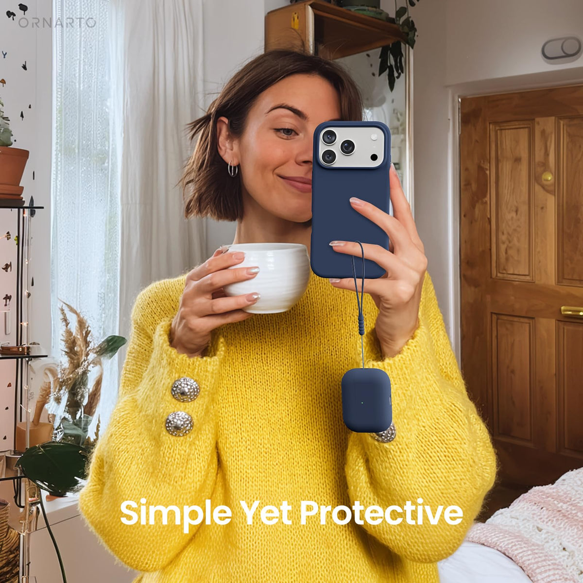 ORNARTO AirPods Pro 3 case edge protection guarding against scratches.