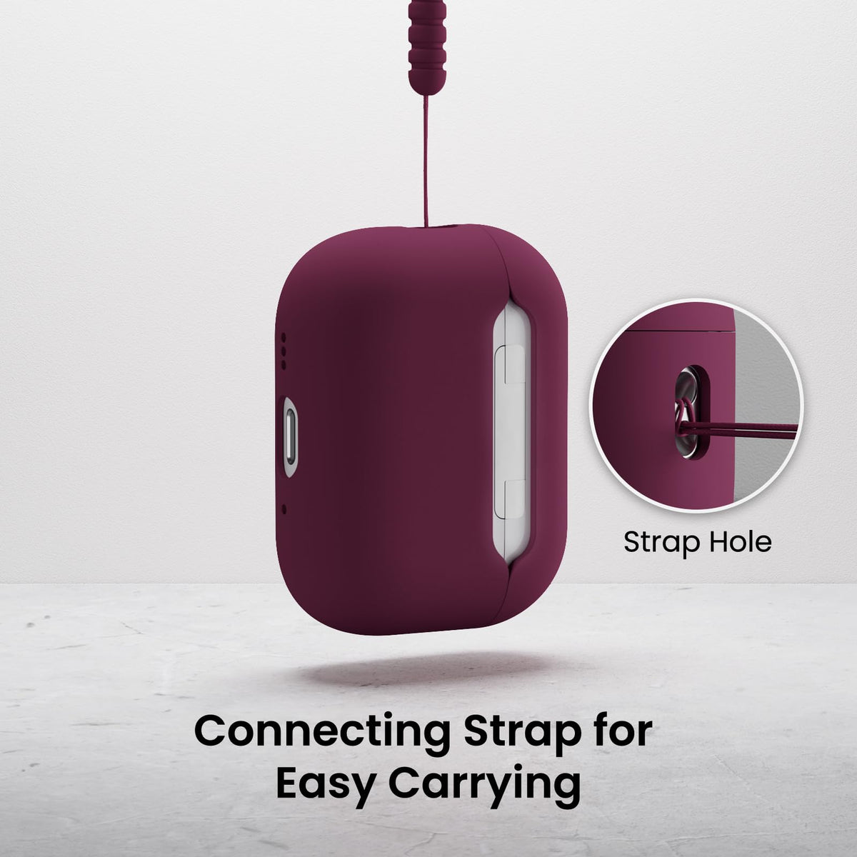 ORNARTO AirPods Pro 3 case wine red durable hybrid silicone protects against bumps