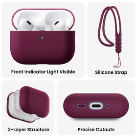 ORNARTO AirPods Pro 3 case wine red easy install and secure top attachment