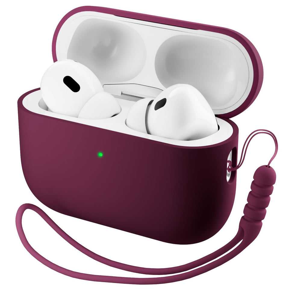 ORNARTO AirPods Pro 3 case wine red with front LED visible for quick status checks