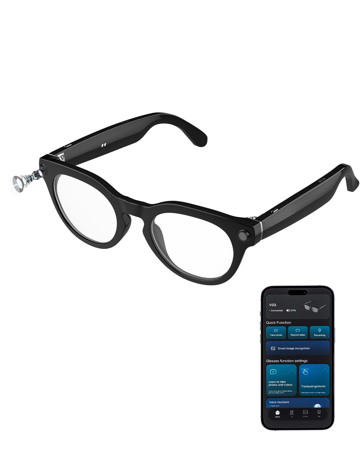 Orpnkna front frame view showing wearable camera and sleek design benefit clarity