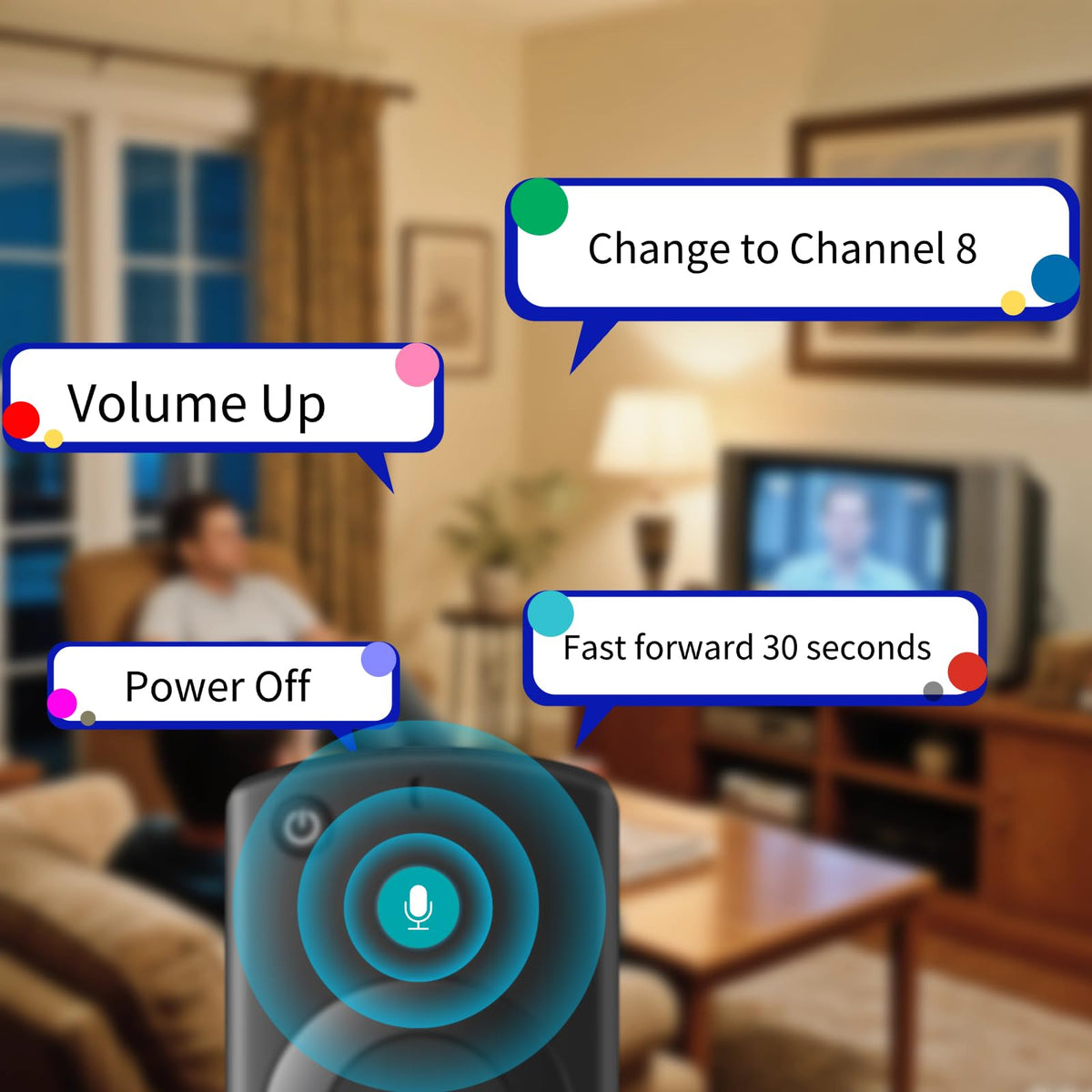 ORQRQO voice-control remote in hand, hands-free content discovery