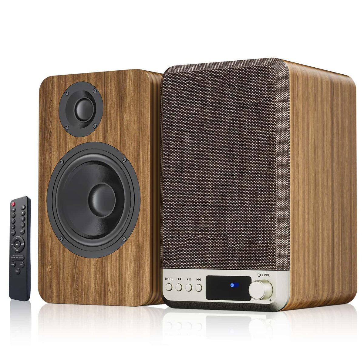 Orroplus Active Bookshelf Speakers front view highlighting compact desktop design