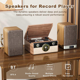 Orroplus Active Bookshelf Speakers side panel shows 60W power for clear vinyl playback
