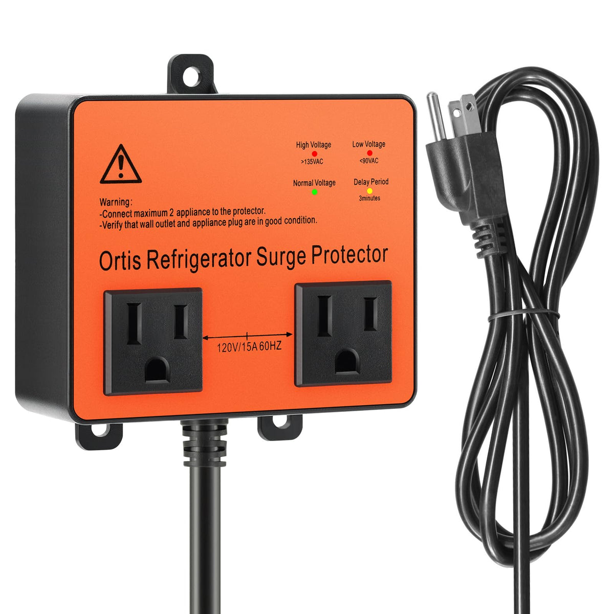 Ortis front panel showing overall protector design and grounded plug benefit
