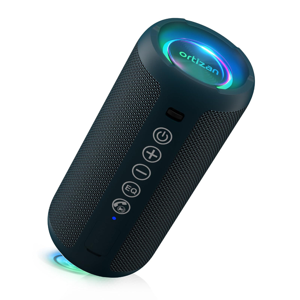 Ortizan front view showing speaker grill and logo, clear sound for parties