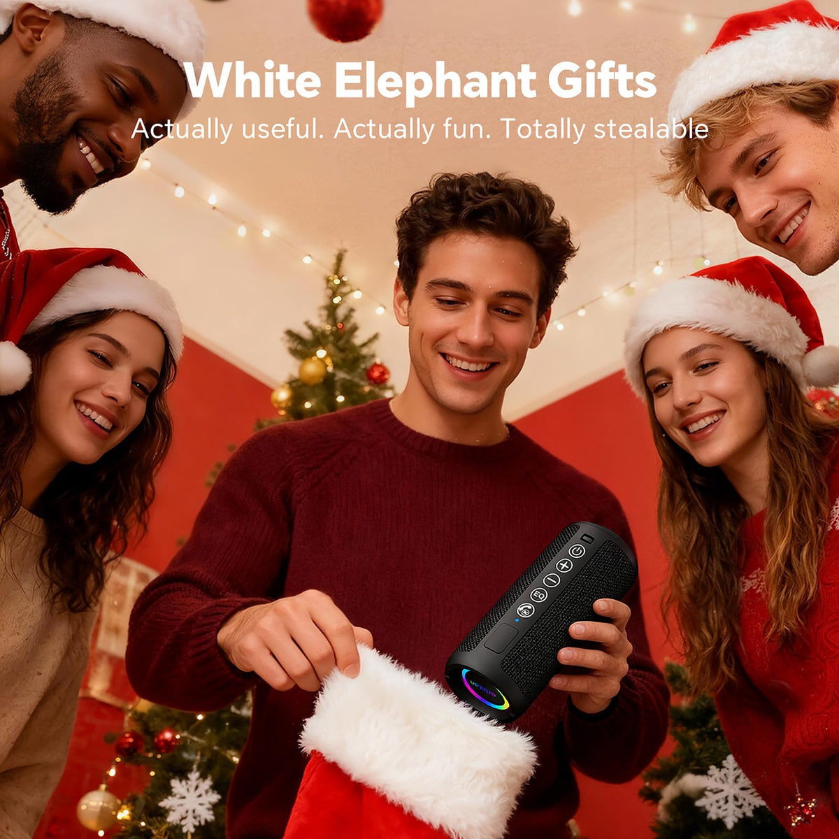 Ortizan packaging with speaker, USB-C cable, manual, ready-to-gift