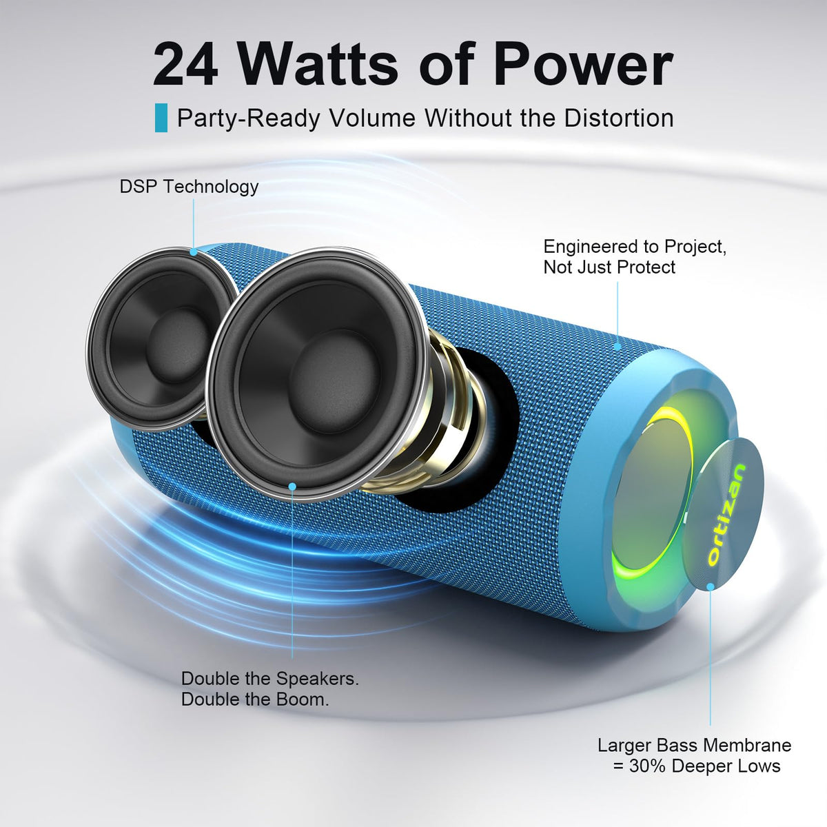 Ortizan side profile highlighting waterproof silicone edge for rugged protection