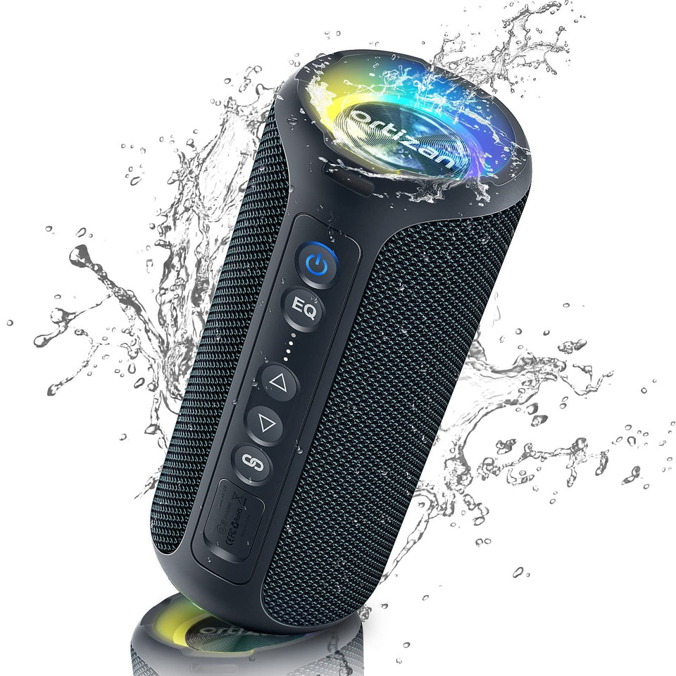 Ortizan X8 Pro front view showing speaker grills and brand for powerful sound
