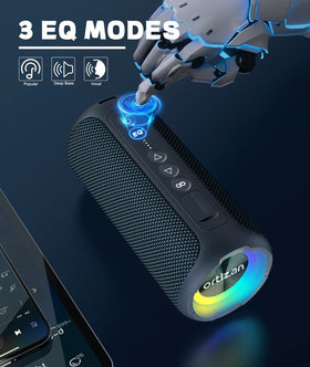Ortizan X8 Pro next to water bottle showing compact portable size