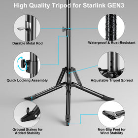 ORWOD tripod adapter with Starlink dish mounted ensuring precise, tool-free connection