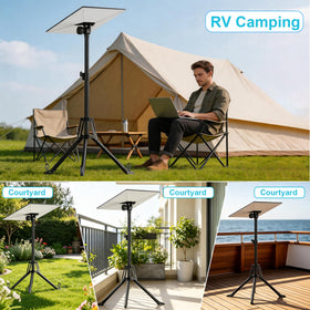 ORWOD tripod at campsite with Starlink running for outdoor connectivity during camping