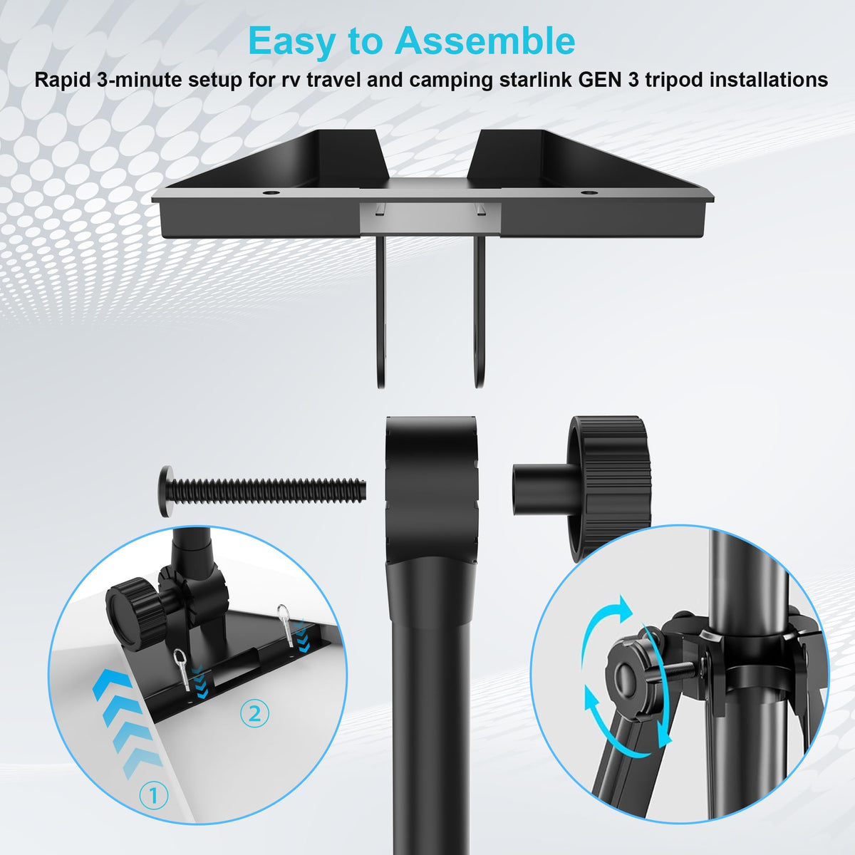 ORWOD tripod next to RV to show size and portability for travel setups