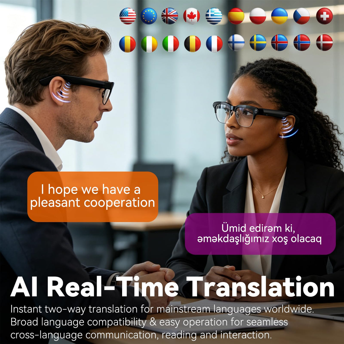 Osawalla AI glasses open-ear audio for clear music and hands-free calls.