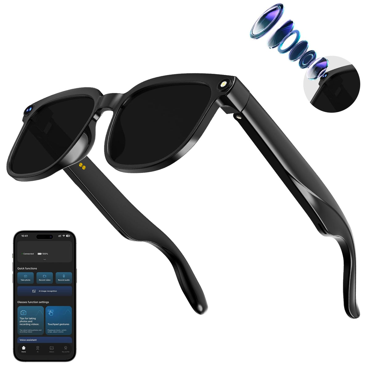 Osawalla AI smart glasses with 8MP camera for crisp on-the-go photos.