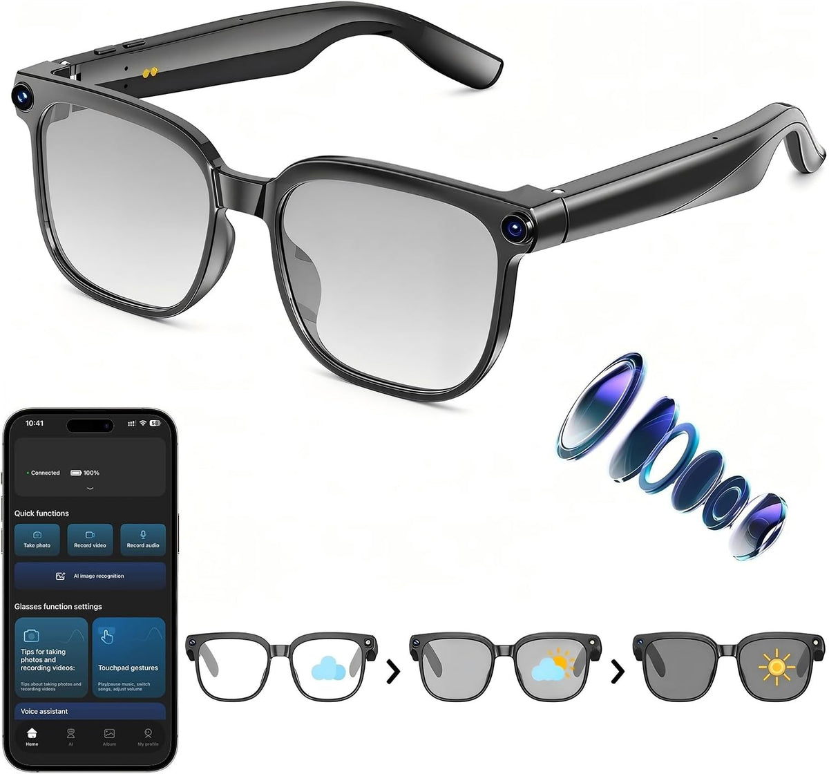 Osawalla AI Smart Glasses worn on the face capture crisp 1080p video hands-free.