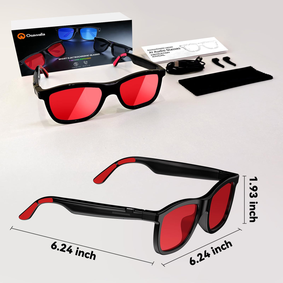Osawalla silicone anti-slip temples keep glasses secure during activities.