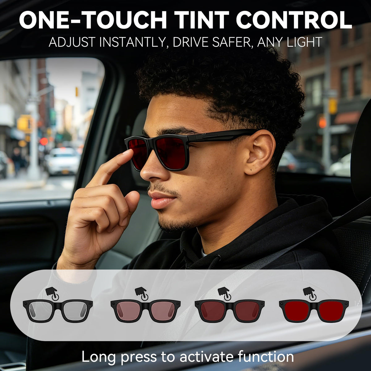 Osawalla Smart Glasses 0.5s dimming for instant comfort in bright light.