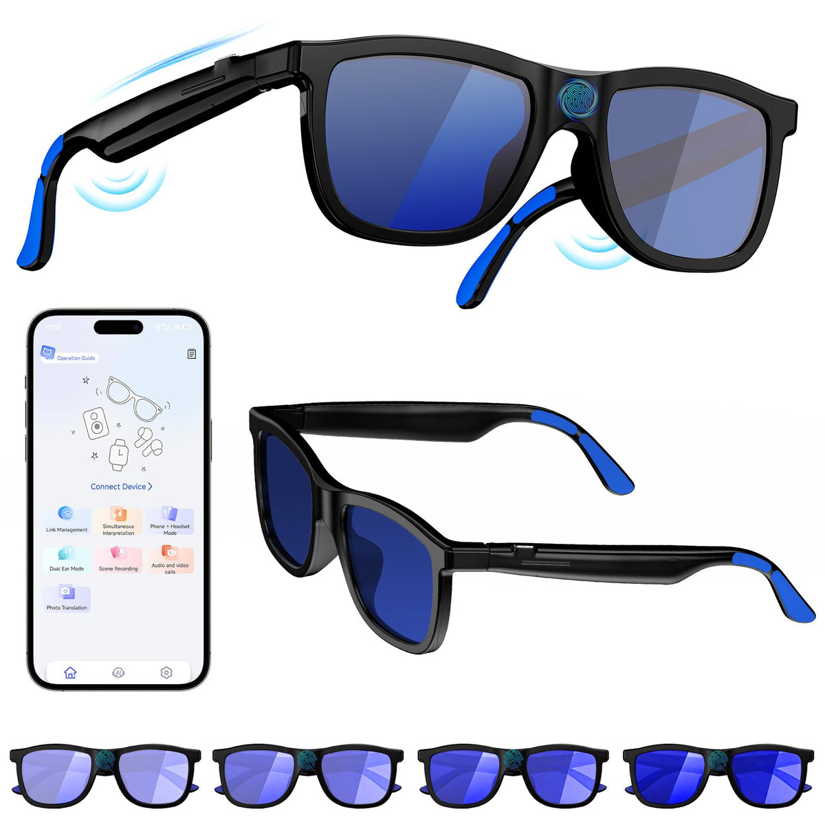 Osawalla smart glasses with adjustable tint control for personalized daylight visibility