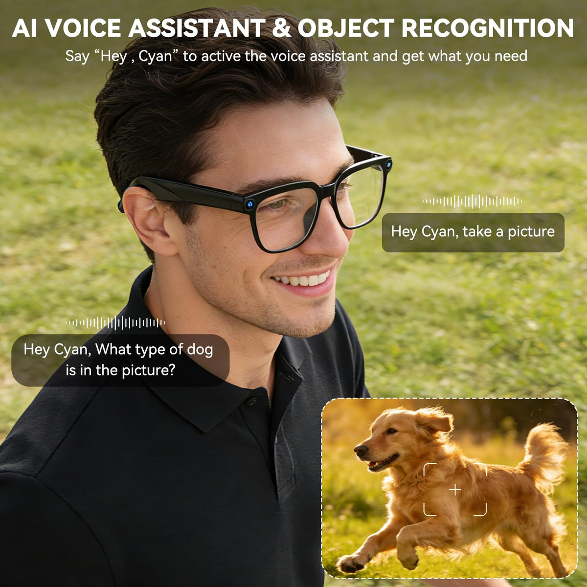 Osawalla AI glasses demonstrating real-time object recognition in use.