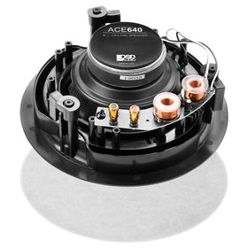 OSD Audio ACE640 magnetic grille close-up demonstrates flush integration in modern interiors