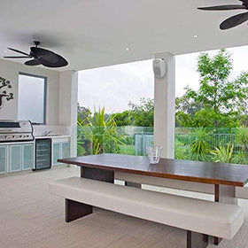 OSD Audio AP525 white powder-coated grille blends with modern patio decor.