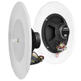 OSD Audio C1090 front profile showing flush white grille and discreet appearance providing aesthetic benefit