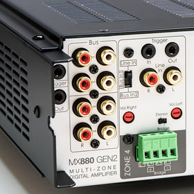 OSD Audio MX880 Gen2 efficiency-focused Class D circuitry with protective features.
