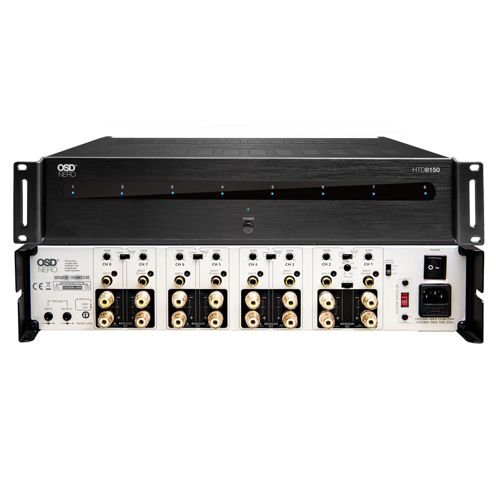 OSD Audio Nero front panel with status LEDs for quick setup and monitoring.
