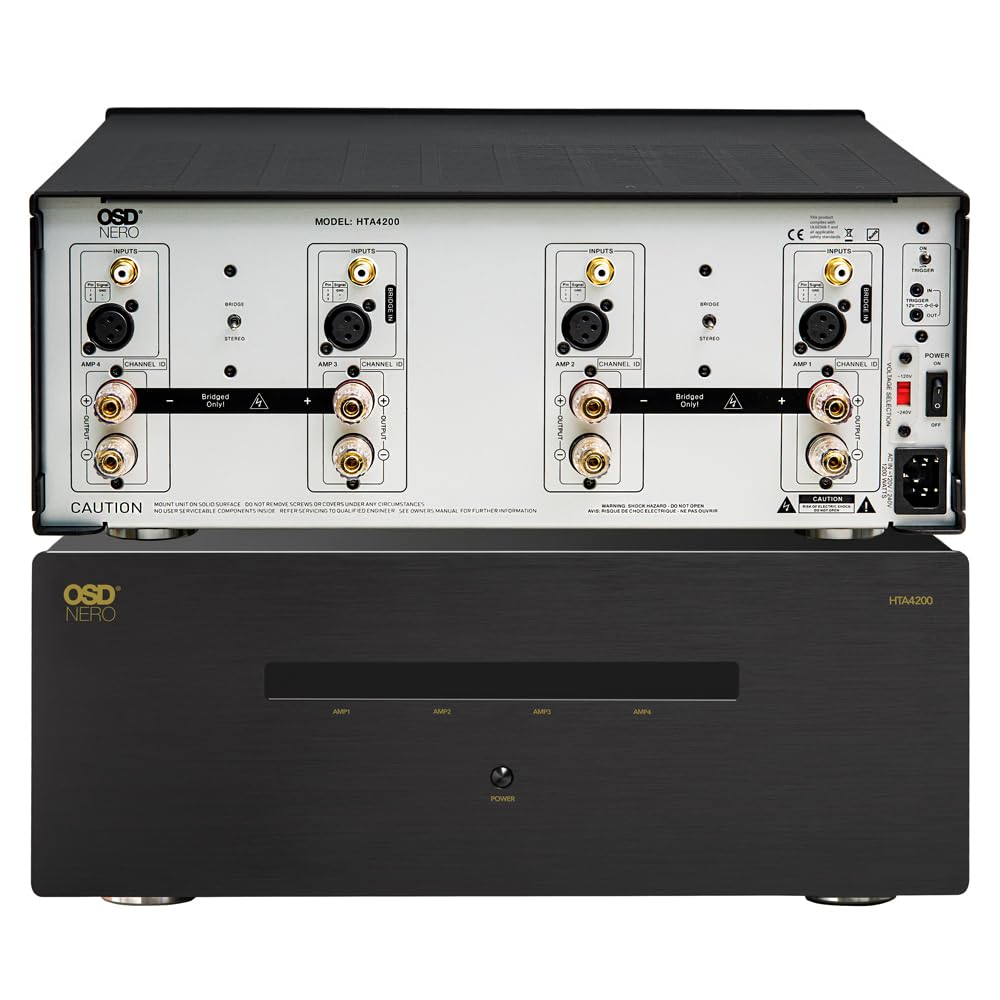 OSD Audio Nero HTA4200 front view, compact chassis suited for integrated home theater setups.