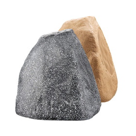 OSD Audio RX805 front-view rock speaker blending with landscape while emitting outdoor sound