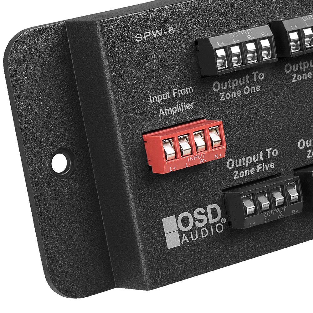 OSD Audio SPW-8 next to a tape measure showing compact dimensions benefit