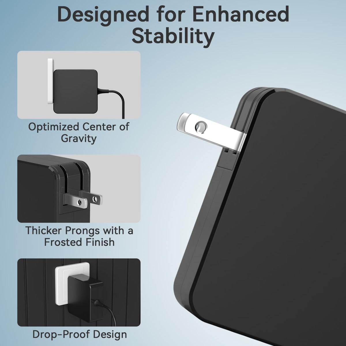OSISZI 65W charger travel compatible, slim design fits laptop bag.