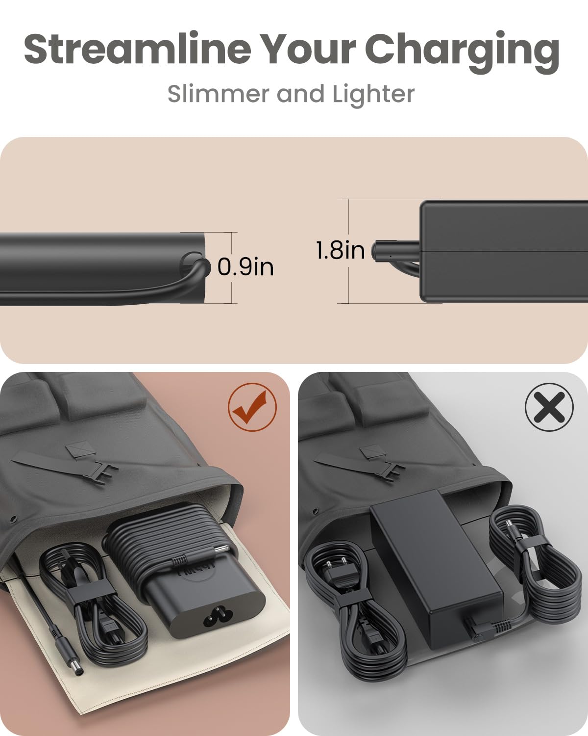 Osmonda 65W Dell Latitude charger connected to a laptop during setup