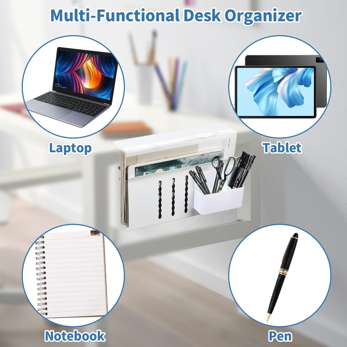 Osseph white desk shelf blends with modern interiors.